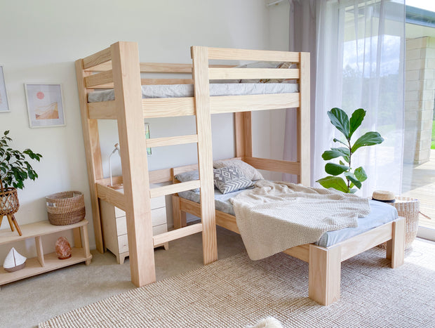 Bunk Beds L-Shaped Pine – Magic Of Wood Nz