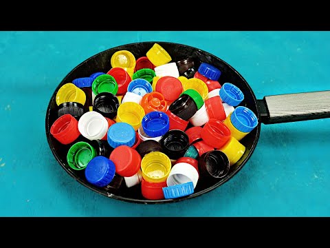 Amazing idea! How to melt plastic lids and make a homemade plate